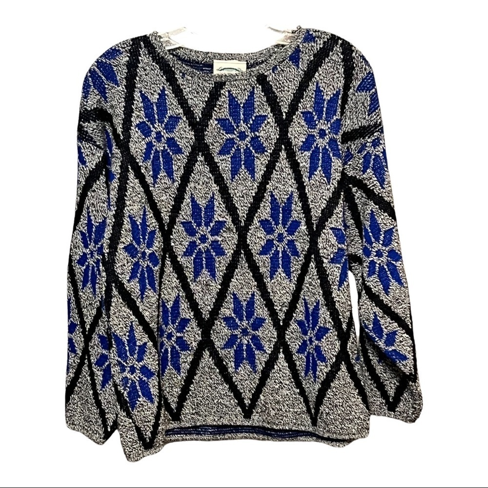 Separate Issue Vintage Knit Sweater Gray Black Blue Small